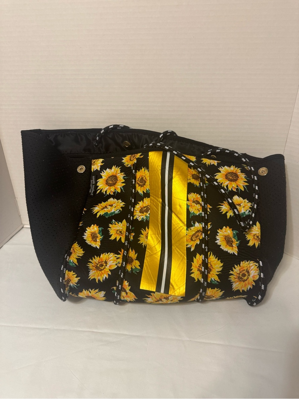 Simply Southern Black Tote with Yellow Sunflower Print